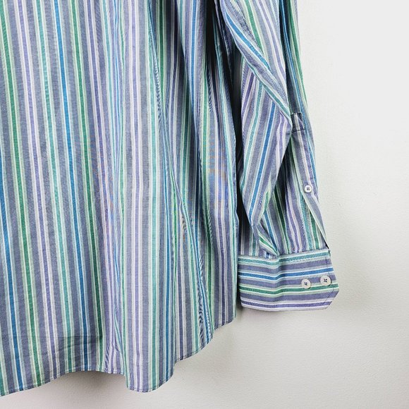 Alan Flusser Stripped Contrasting Men's Button-up Dress Shirt, Sz XL - Picture 6 of 7